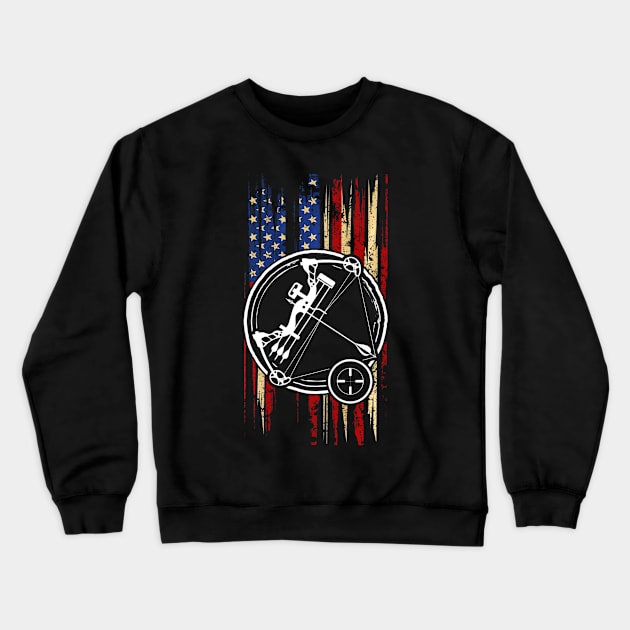 American Bow and Arrow Flag Fishing Hunting Crewneck Sweatshirt by Kiwistore